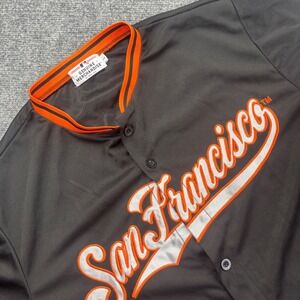 MLB San Francisco Giants Baseball Jersey Size Large Black Button Up Men's